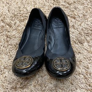 Tory Burch black patent leather ballet flats